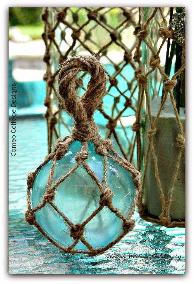 Cameo Cottage Designs: Glass Fishing Ball Floats With Netting