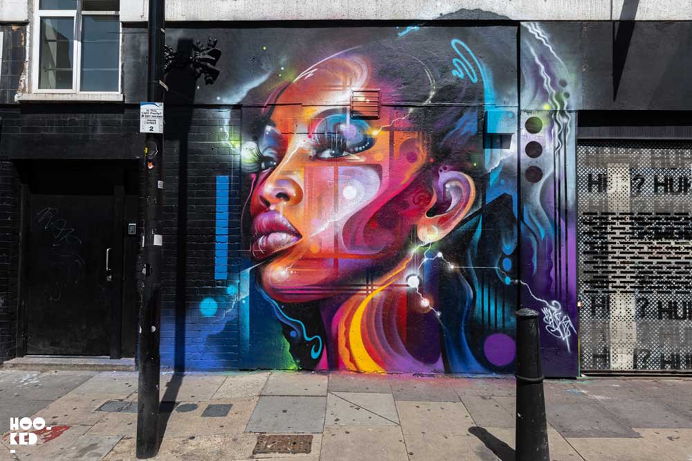 Brick Lane Street Art - Mr Cenz Mural on Bacon Street, London