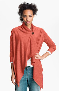 Bobeau Asymmetrical Fleece Wrap Cardigan