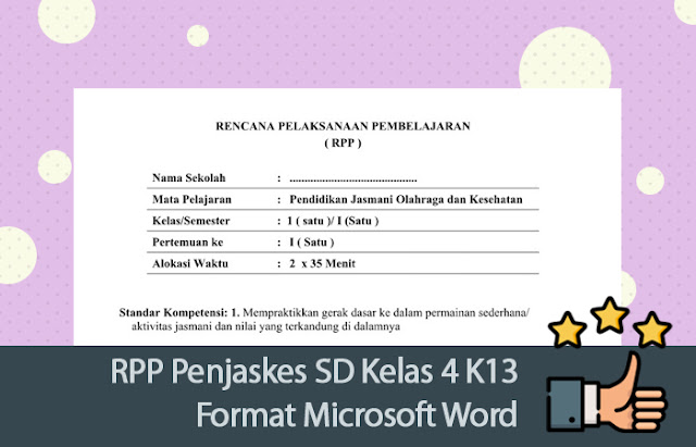 RPP Penjaskes SD Kelas 4 K13