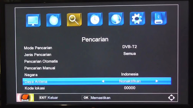 Cara Setting Daya Antena di Set Top Box Evinix H-1