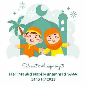 kartun ucapan maulid nabi 2023 ke 1445 hijriah