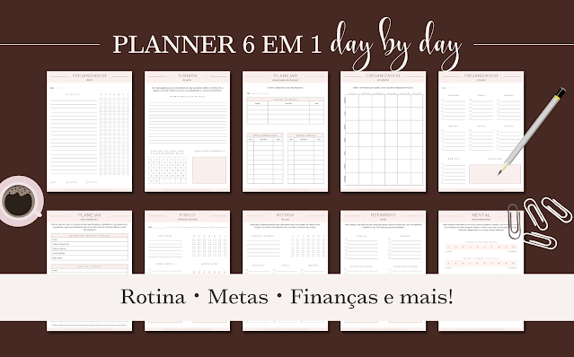 planner 6 em 1 day by day rotina metas finanças planejamento organização produtividade