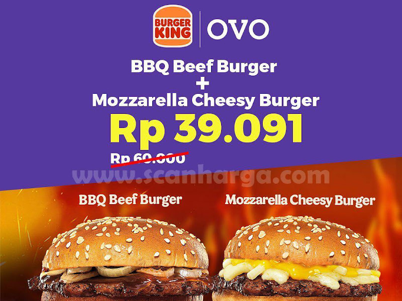 Promo BURGER KING SPESIAL OVO – Beli BBQ Beef + Mozzarella Cheesy cuma Rp 39.091*
