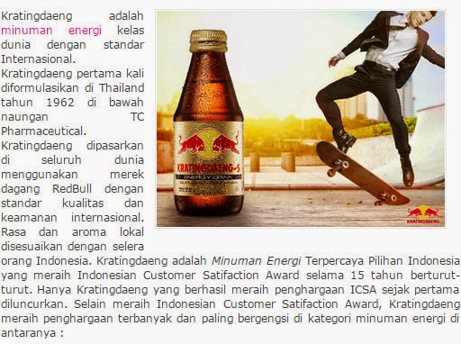 Kratingdaeng adalah minuman energi kelas dunia dengan standar Internasional