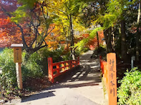 神蔵寺谷川に架かる橋を渡って行くときれいな紅葉がある。