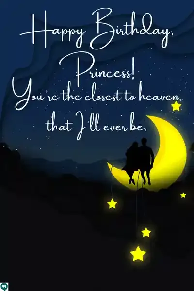 happy birthday princess quotes images with superimposed wind moon star couple