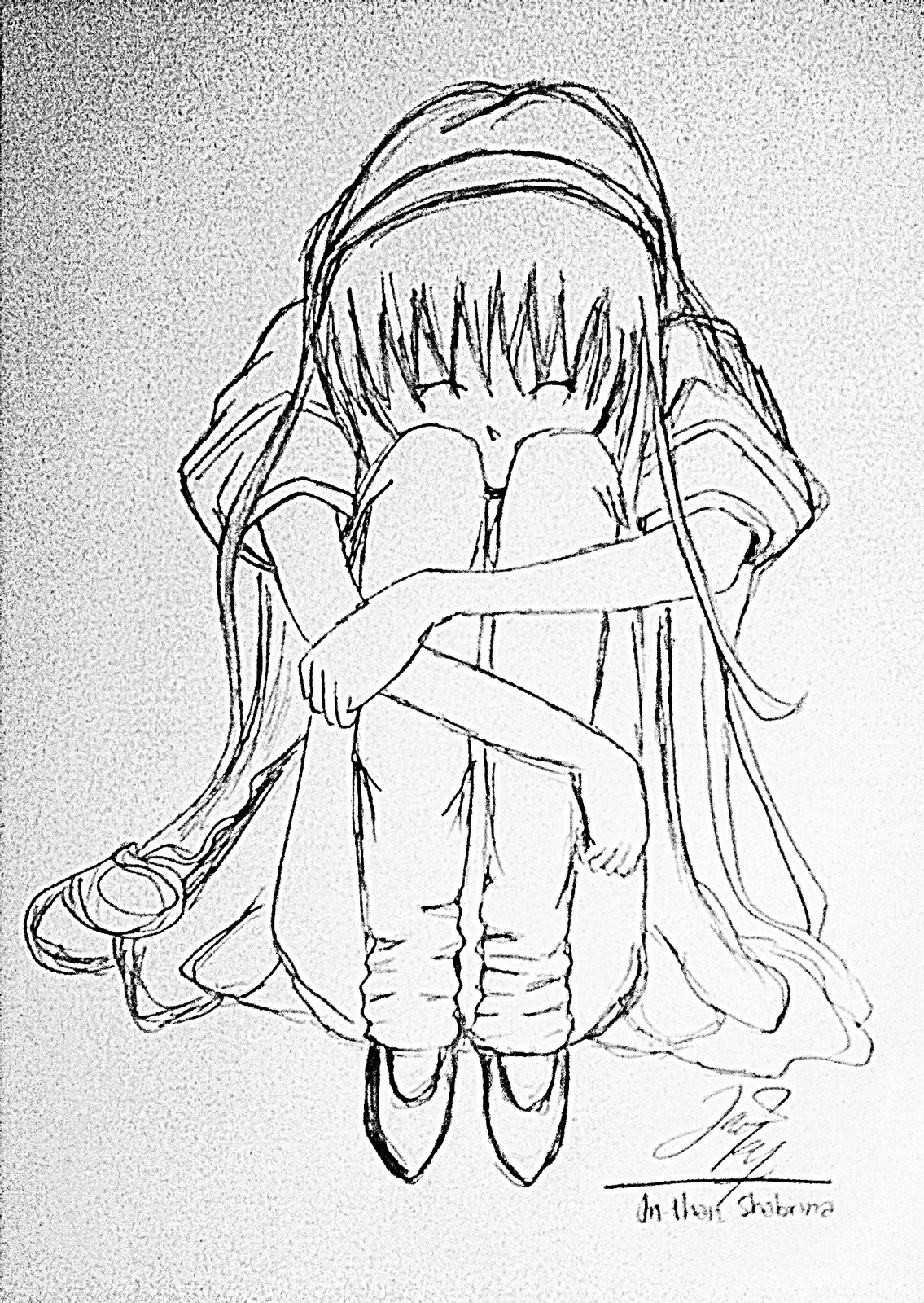  Sketsa  Anime Sad