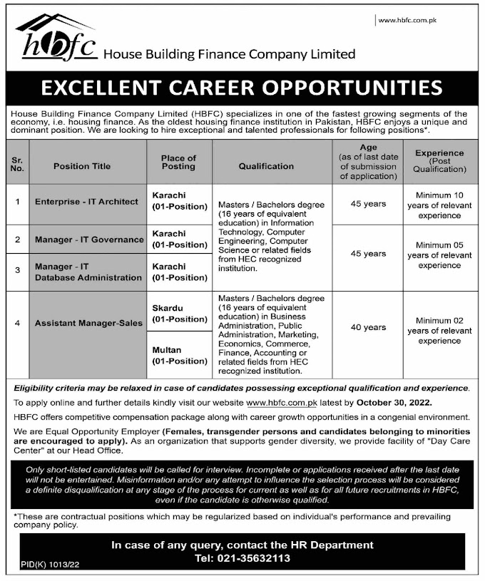 House Building Finance Company Limited Jobs 2022