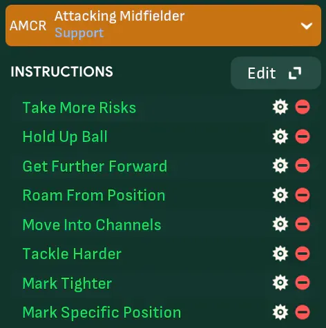 (AMCR) Attacking Midfielder – Support nb2