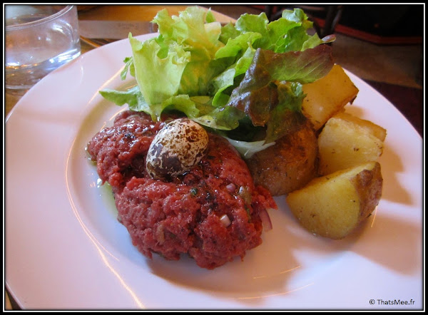 Resto Aux deux Amis 45 rue Oberkampf Paris 11, tartare de cheval du vendredi oeuf de caille 