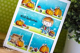 Sunny Studio Stamps: Comic Strip Everyday Dies Fall Kiddos Happy Harvest Fall Themed Card by Eloise Blue