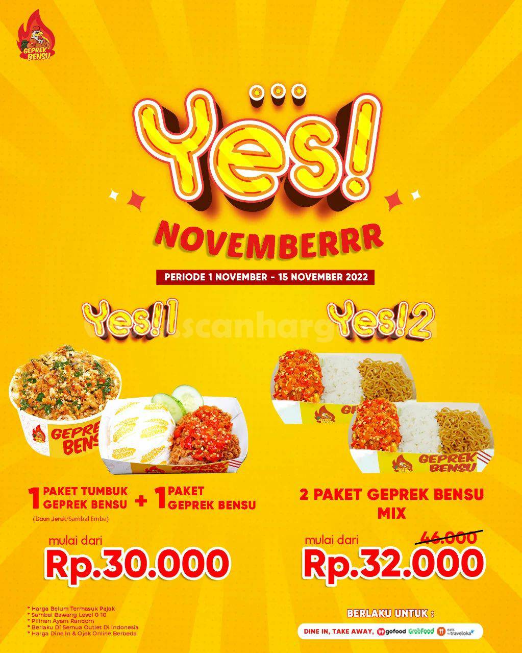 Promo GEPREK BENSU Paket YES NOVEMBERRR mulai Rp. 30.000