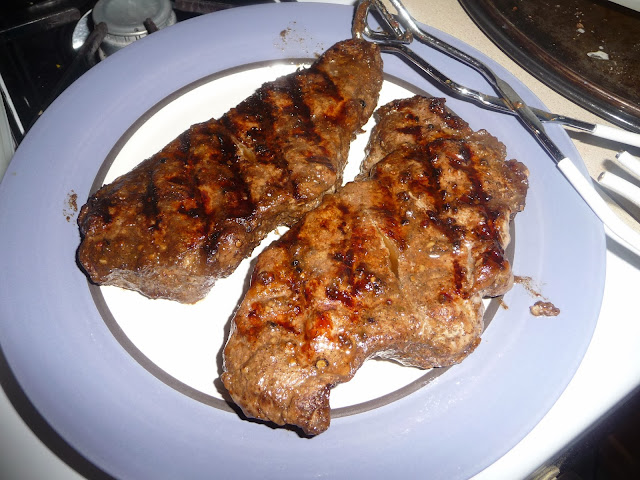 making steaks at home for half the cost of one steak meal at a restaurant,