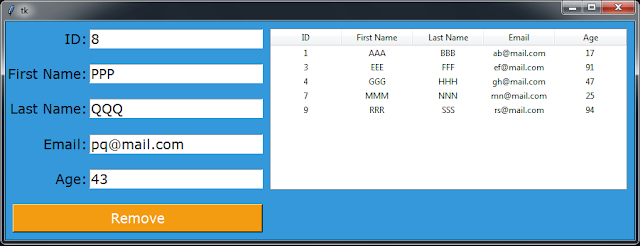 Python Tkinter TreeView Delete Row