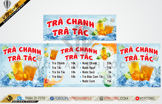 Bảng hiệu Trà chanh Trà tắc mát lạnh dán tủ