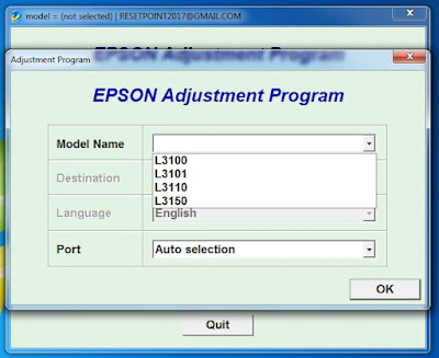 Resetter Epson L3100 L3101 L3110 L3150 Adjustment Program