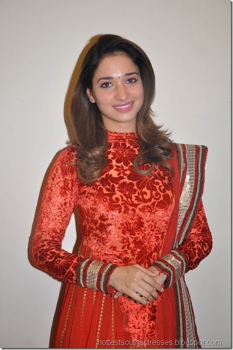 Tamanna Hot in Indian Red Dress 2