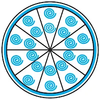 A brooch is made with silver wire in the form of a circle with diameter 35 mm. The wire is also used in making 5 diameters which divide the circle into 10 equal sectors as shown in Fig. 12.12. Find : (i) the total length of the silver wire required. (ii) the area of each sector of the brooch.