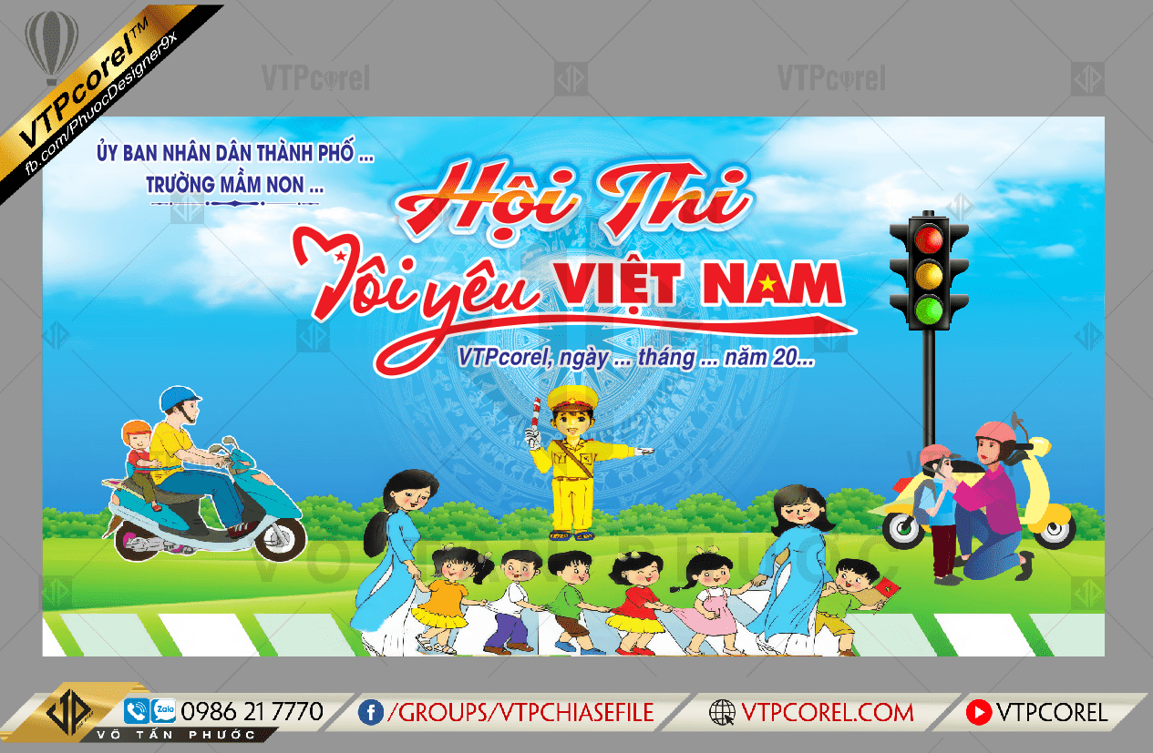 Phông nền Hội thi Tôi yêu Việt Nam an toàn giao thông CDR12