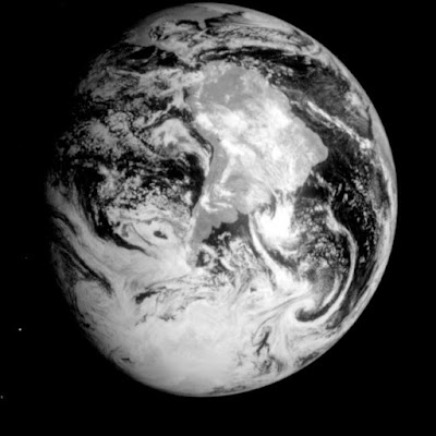 Black and white picture of the Earth