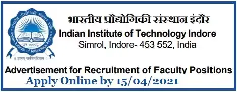 IIT Indore Faculty Vacancy Recruitment 2021