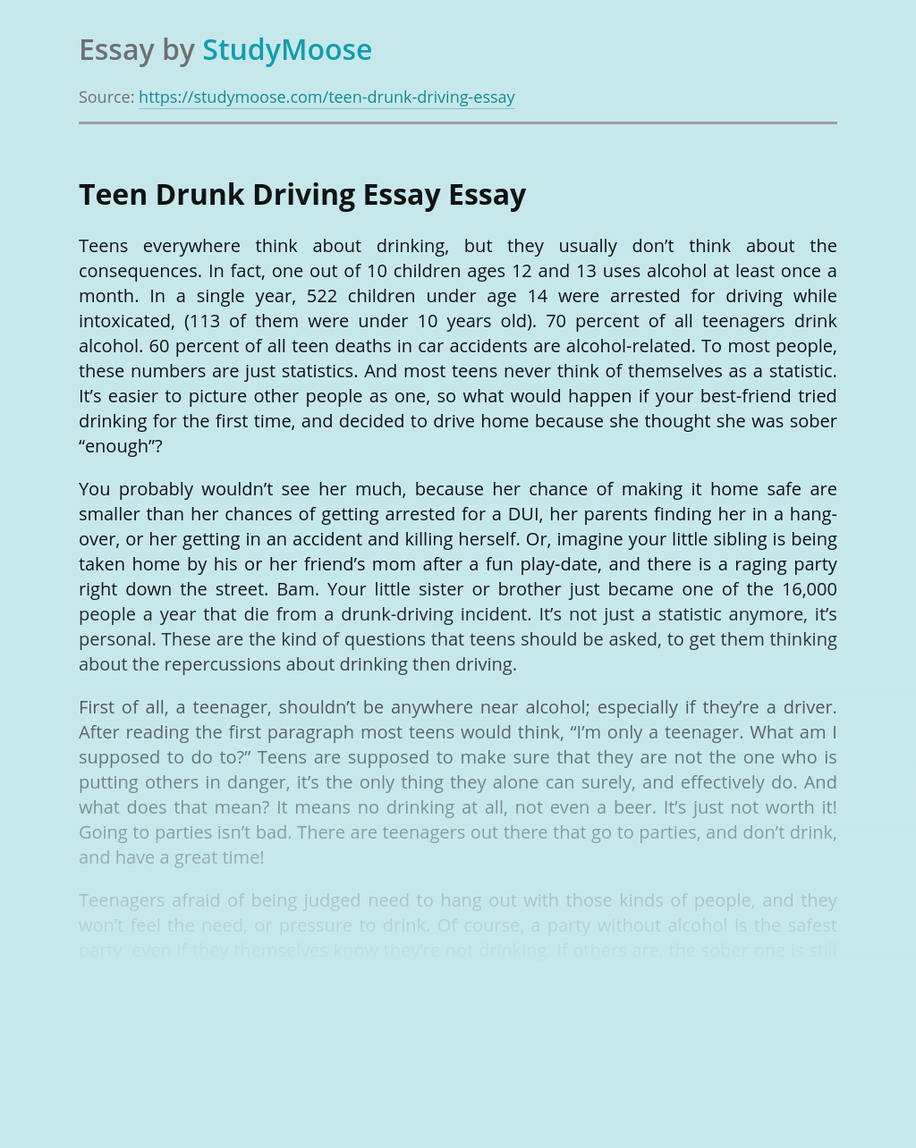 drunk driving essay outline