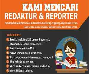 Lowongan Kerja Redaktur dan Reporter Makassar Terkini 