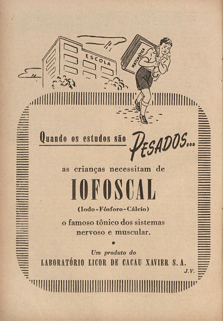 Anúncio veiculado em 1953 apresentando os benefícios do fortificante Iofoscal