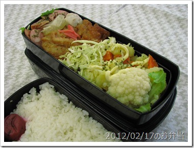 じゃがいも(ソーセージ炒め＆サラダ)弁当(2012/02/17)
