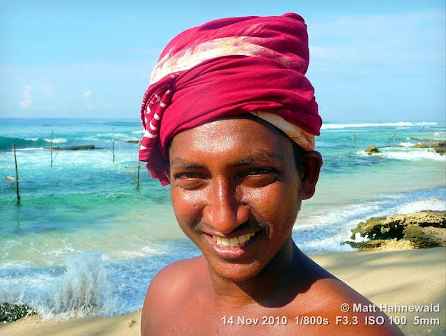 close up, street portrait, headshot, people, outdoors, Sri Lanka, Unawatuna, stilt fishing, young fisherman