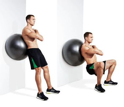Exercise ball wall squats for legs