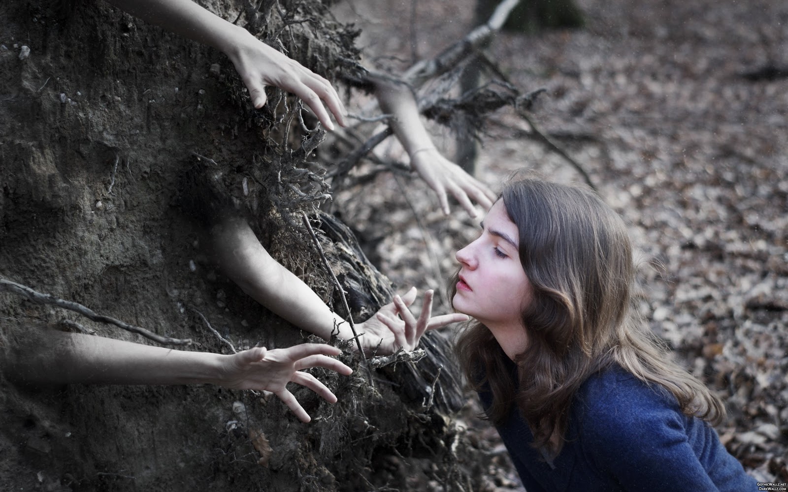  Graveyard hands grab pretty girl | Dark Gothic Wallpaper Download