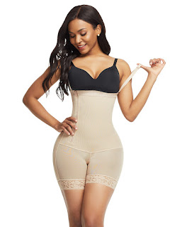 Skin Color Underbust Shapewear With Zipper Lace Trim Breathable