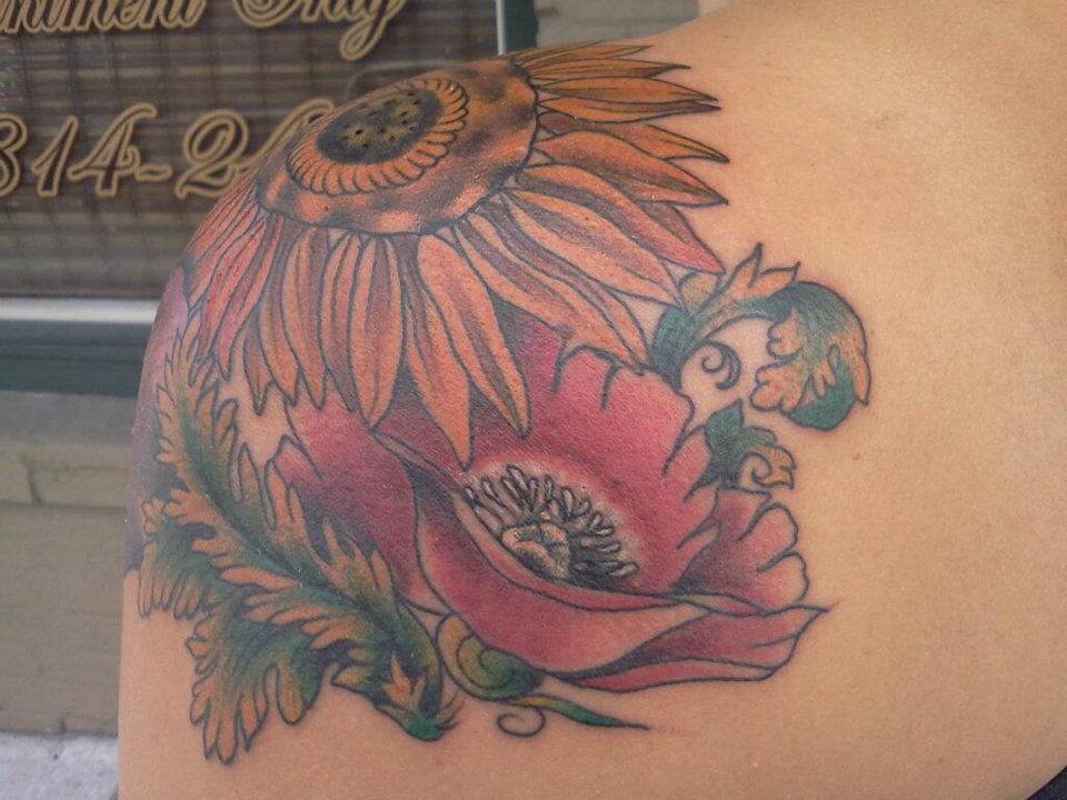 Flower Shoulder Cap Tattoo