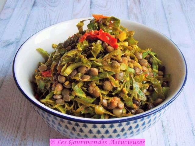 Chou mariné aux lentilles (Vegan)