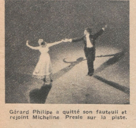 Micheline Presle et Gérard Philipe au Gala de l'Union des Artistes de 1948 ("Claudine" © Gallica-BnF)