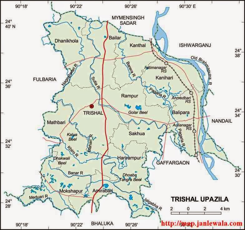 trishal upazila map of bangladesh