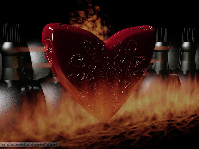 3d abstract wallpaper - Fiery heart