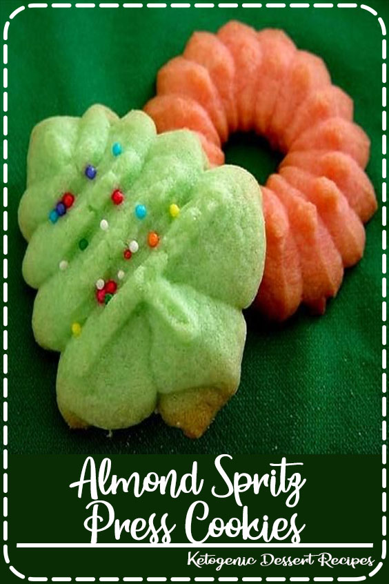These are my hubby's favorite Christmas cookies. His Great Aunt Gin used to make them for him every year and it just isn't Christmas without them. She always made green Christmas Trees and pink Wreaths because those were her two favorite colors. Since they use all shortening they are a very crisp cookie. The recipe is originally from the cookbook that came with the Mirro cookie press.