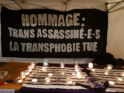 "Hommage, trans assassiné-e-s, la transphobie tue"