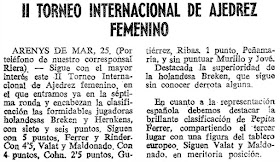 II Torneo Internacional Femenino - Arenys de Mar 1968, recorte de prensa