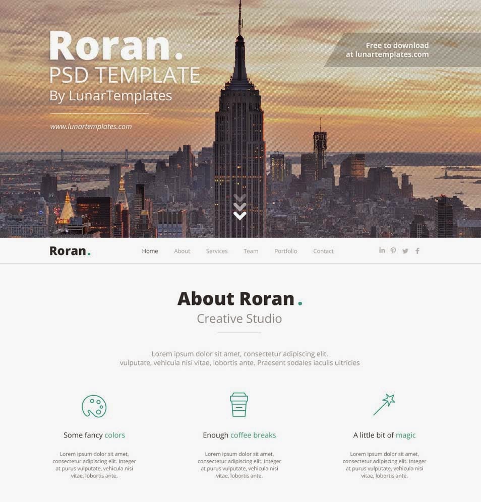 Roran – Free One Page PSD Template