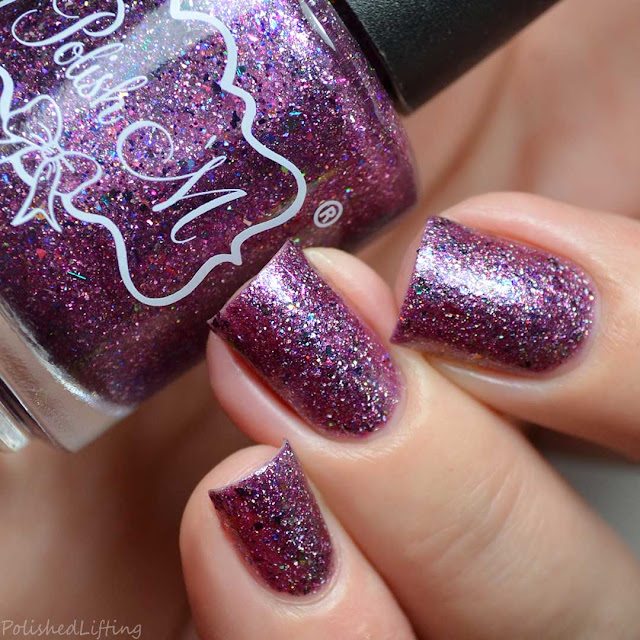 magenta flake nail polish