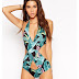 ASOS Spanish Palm Print Swimsuit