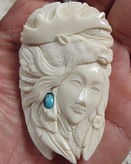 Goddess Antler Pendants with Stone 002
