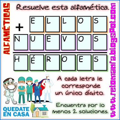 Alfamética, Criptoaritmética, Criptosuma, Juego de letras, Juego de palabras, Problemas matemáticos, Desafíos matemáticos, Retos matemáticos, Problemas de lógica, Problemas de Ingenio