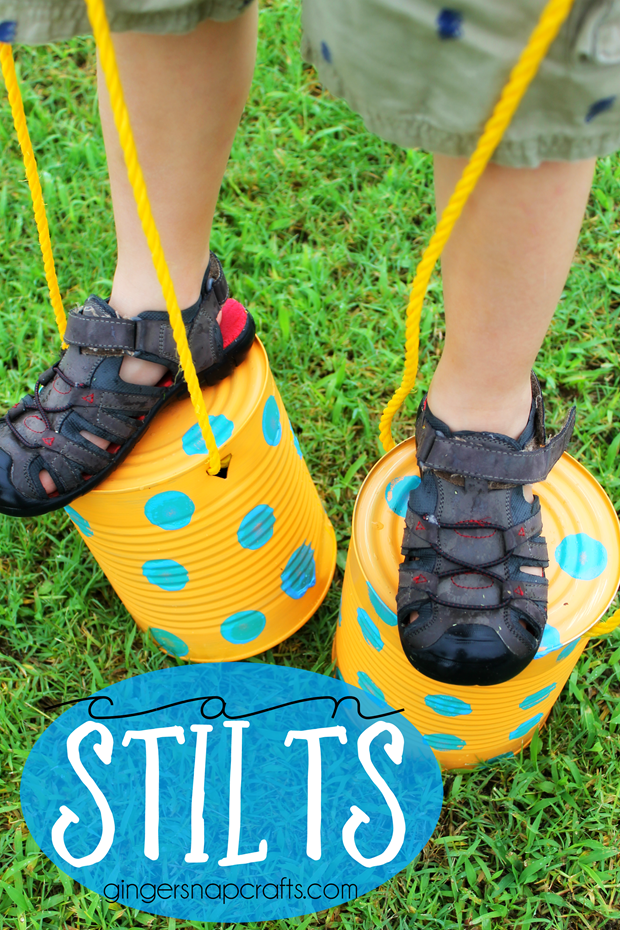 can stilts at GingerSnapCrafts.com #upcycle #recycle #kidcraft @decoart