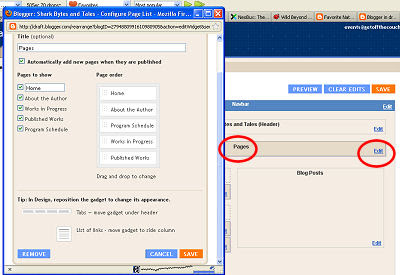 changing page order in Blogspot/Blogger