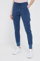 Pantaloni femei, culoarea albastru marin, high waist